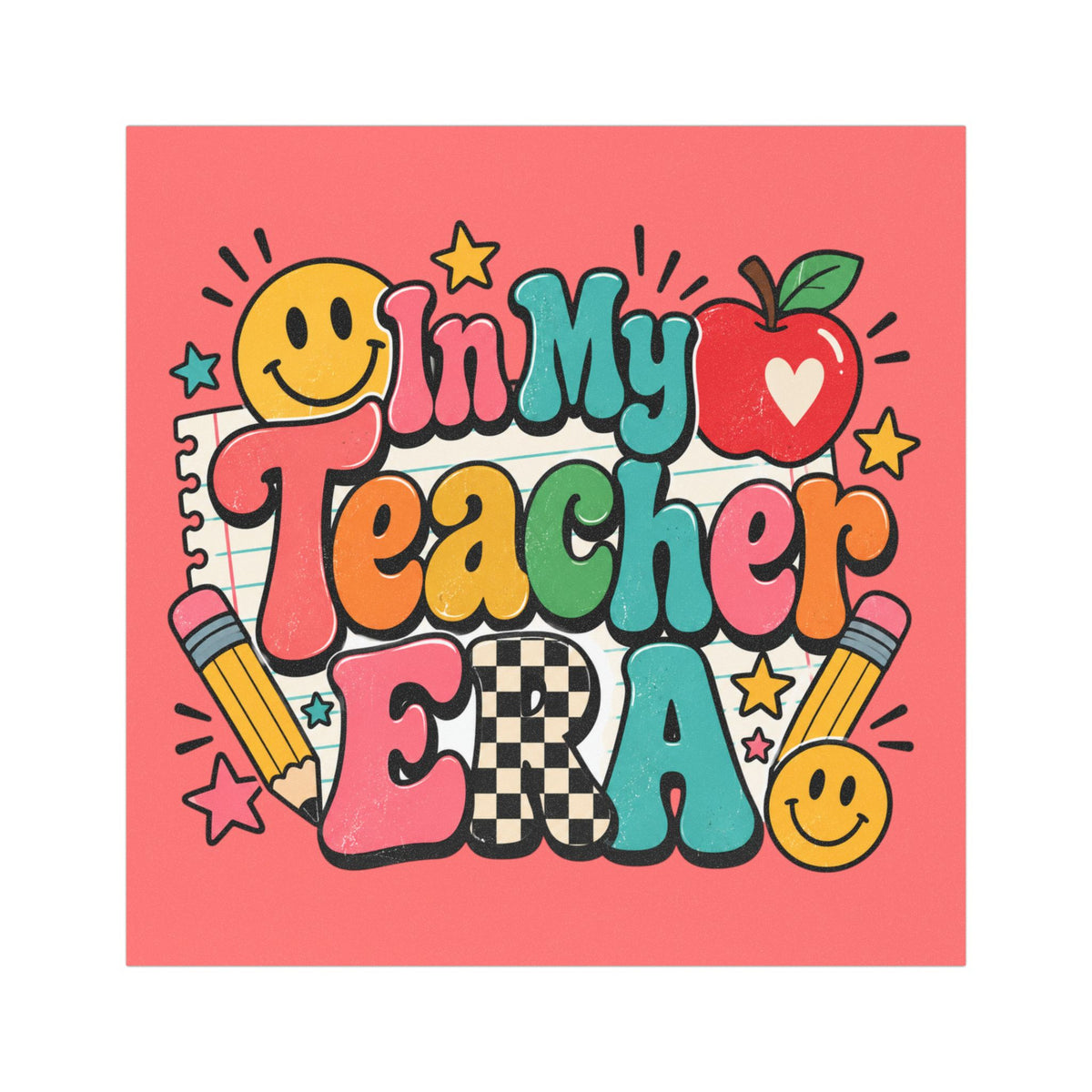 In My Teacher Era Car Magnet | Teacher Apple Pencil Smiley School Design