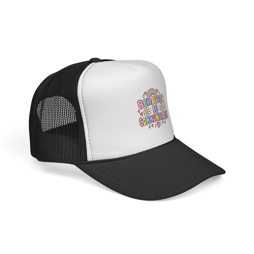 Behavior Is Communication Trucker Cap | Rainbow Floral Illustration