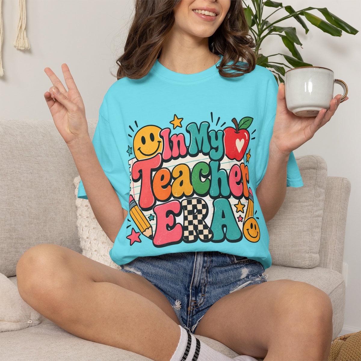 In My Teacher Era T-shirt | Retro School Graphic, Apple & Pencils