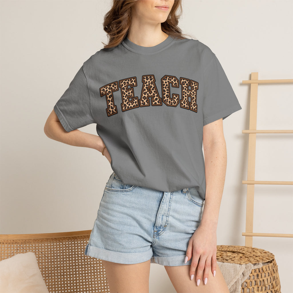 Leopard Print TEACH T-Shirt | Teacher Shirt, Animal Print Typography