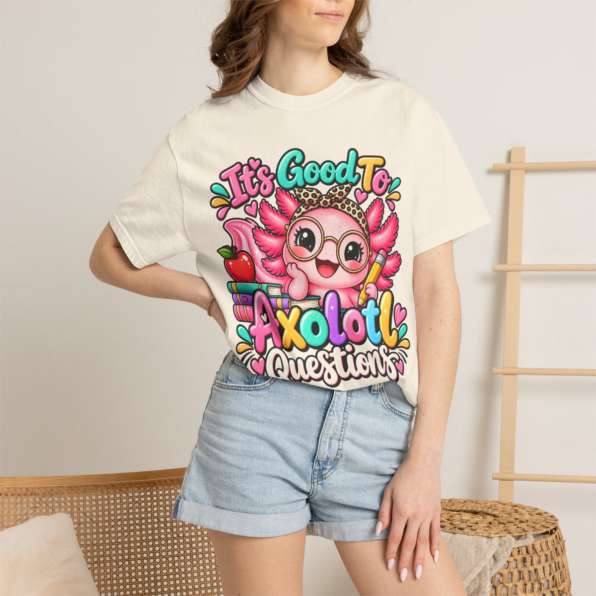 It's Good To Axolotl Questions Brenda Tee | Cute Axolotl Cartoon, Colorful Study Design