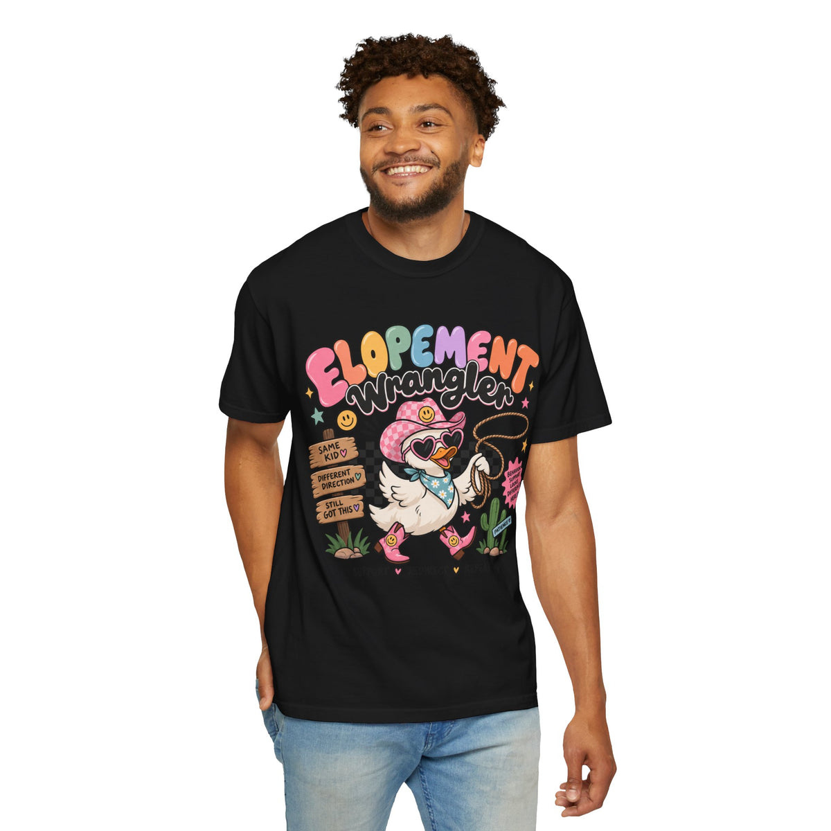 Elopement T-shirt | Cute Cowboy Sloth Illustration, Western Floral Tee