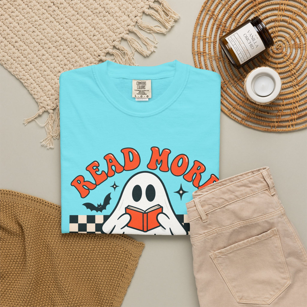Read More Booooks ghost reading T-Shirt | Halloween book lover tee