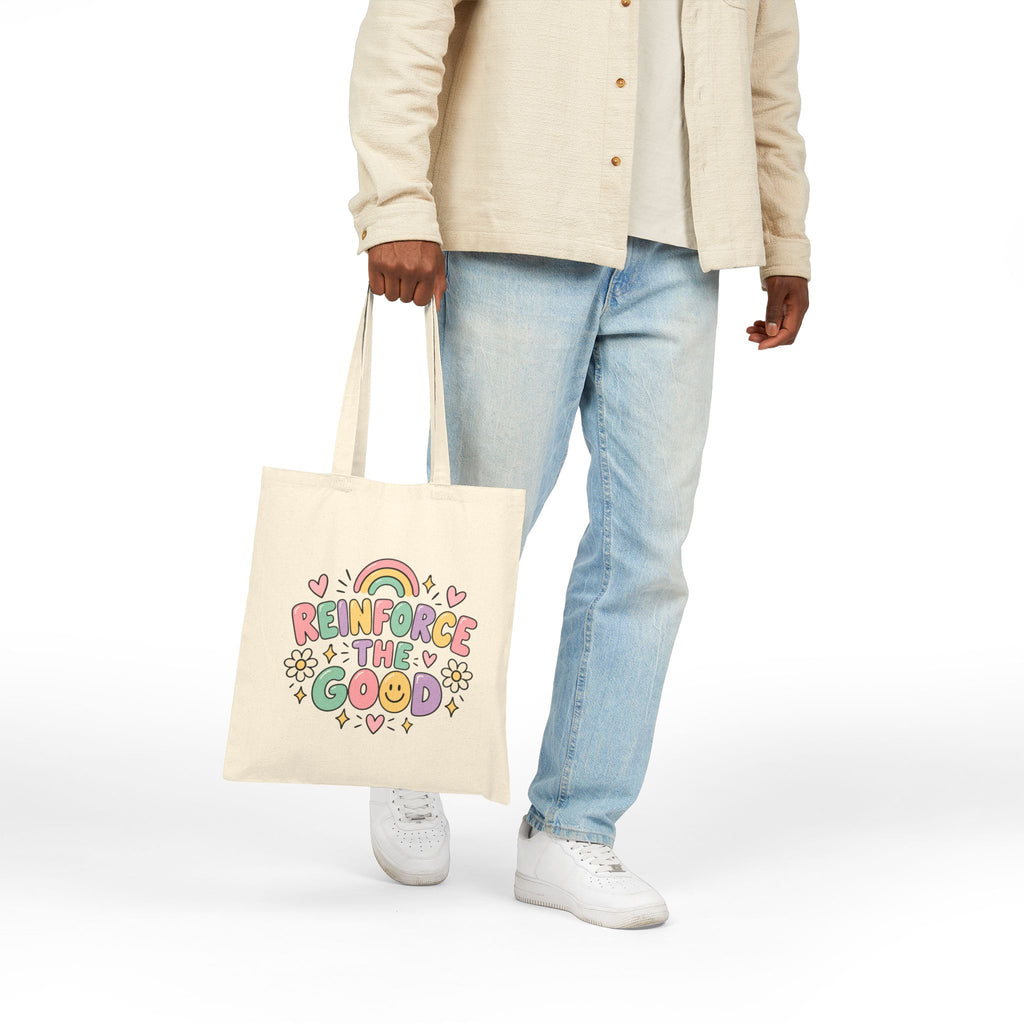 Reinforce The Good tote bag | Rainbow floral positive message cotton tote