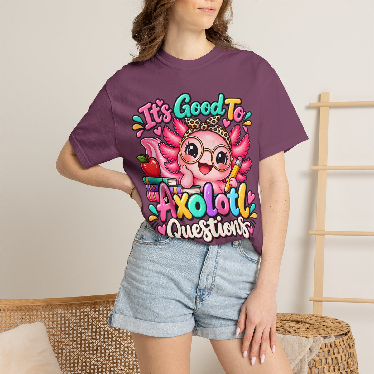 It's Good To Axolotl Questions Brenda Tee | Cute Axolotl Cartoon, Colorful Study Design