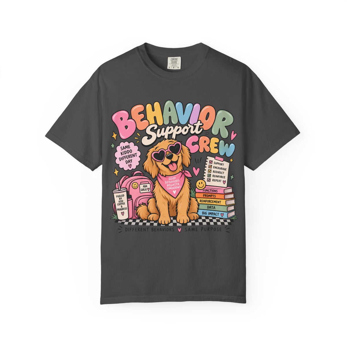Behavior Support Crew T-shirt | Golden Retriever School Therapy Design