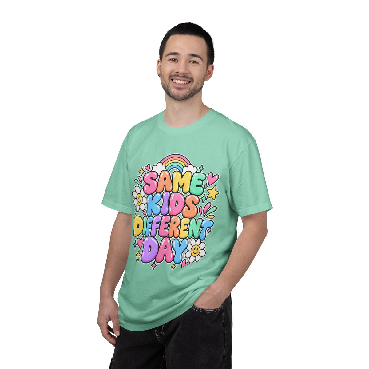 Same Kids Different Day T-shirt | Retro Rainbow Floral Typography