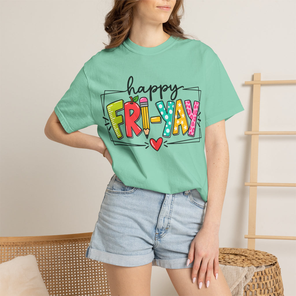 Happy Fri-yay Colorful Graphic T-shirt | Cute Friday Celebration Tee