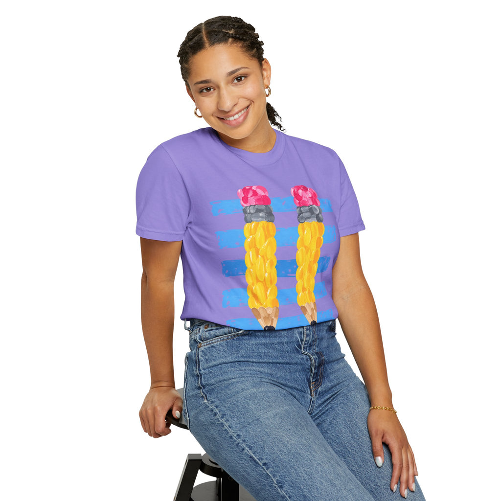 Braided Pencil Illustration T-Shirt | School Art Teacher Tee