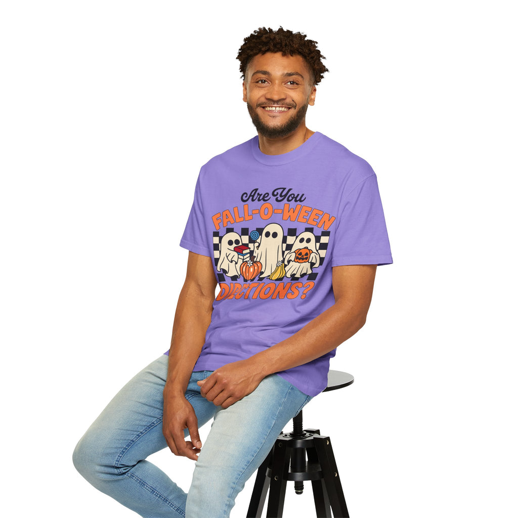 Fall-o-ween Ghosts Directions? T-shirt | Halloween pumpkin retro graphic