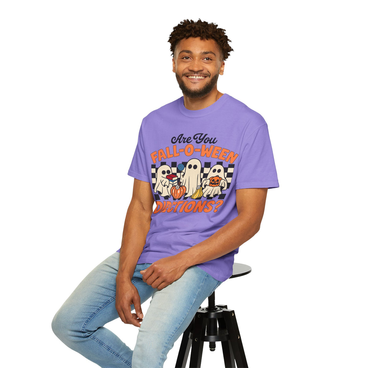 Fall-o-ween Ghosts Directions? T-shirt | Halloween pumpkin retro graphic