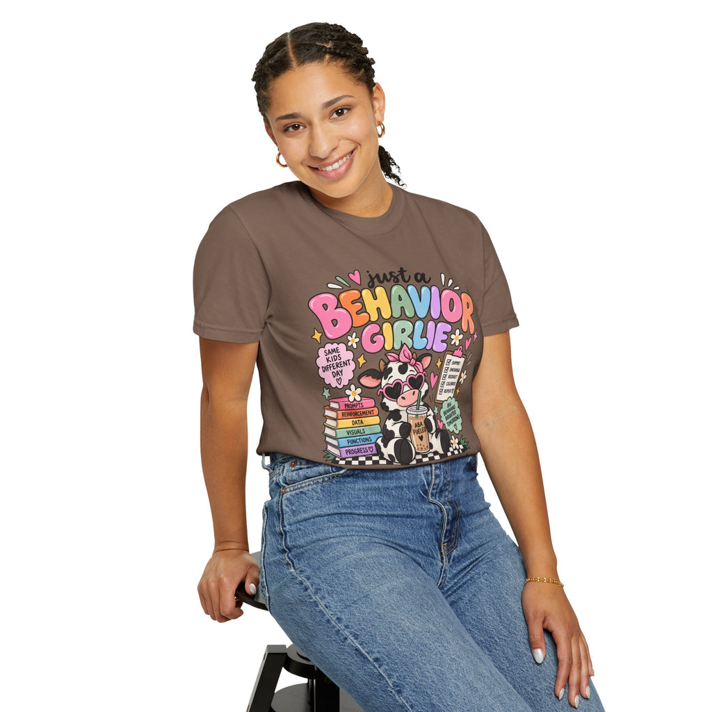 Just a Behavior Girl T-shirt | Cute Cow Therapist Illustration