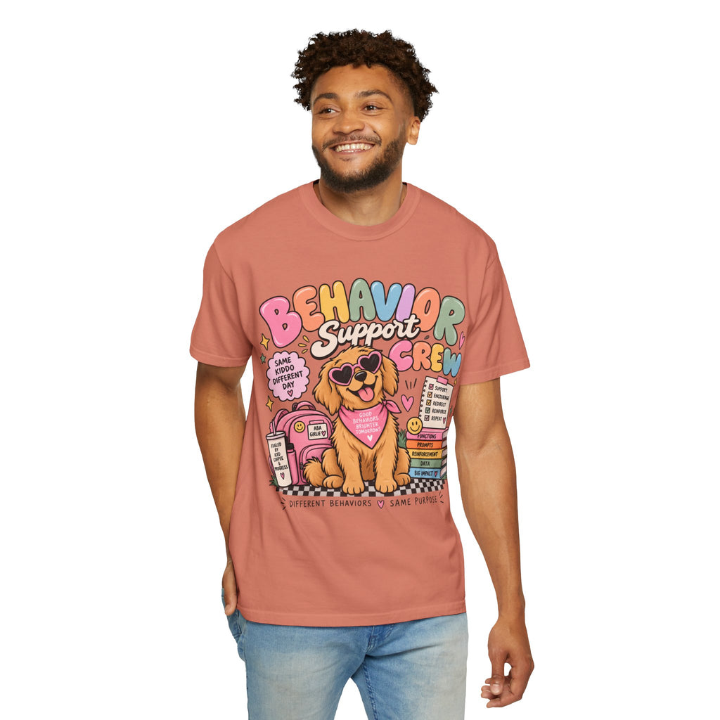 Behavior Support Crew T-shirt | Golden Retriever School Therapy Design
