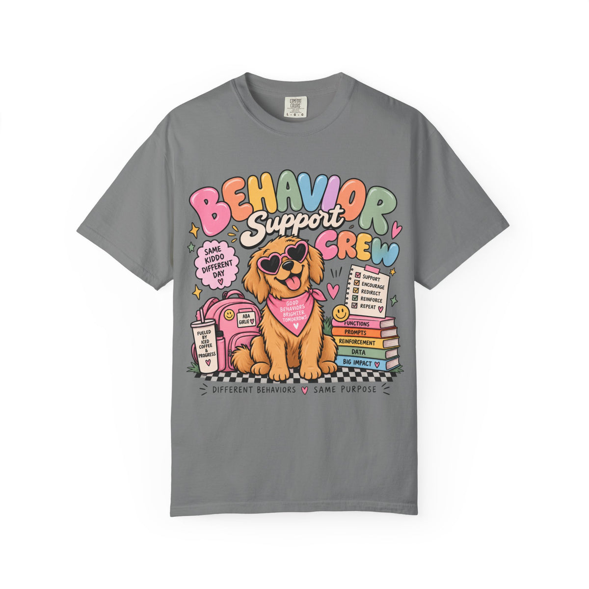 Behavior Support Crew T-shirt | Golden Retriever School Therapy Design