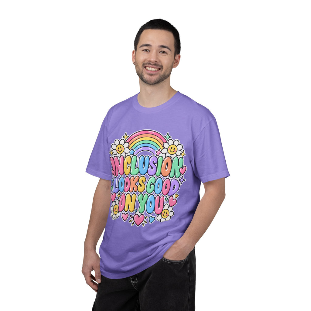 Inclusion Looks Good On You T-Shirt | Rainbow Smiles Graphic Tee