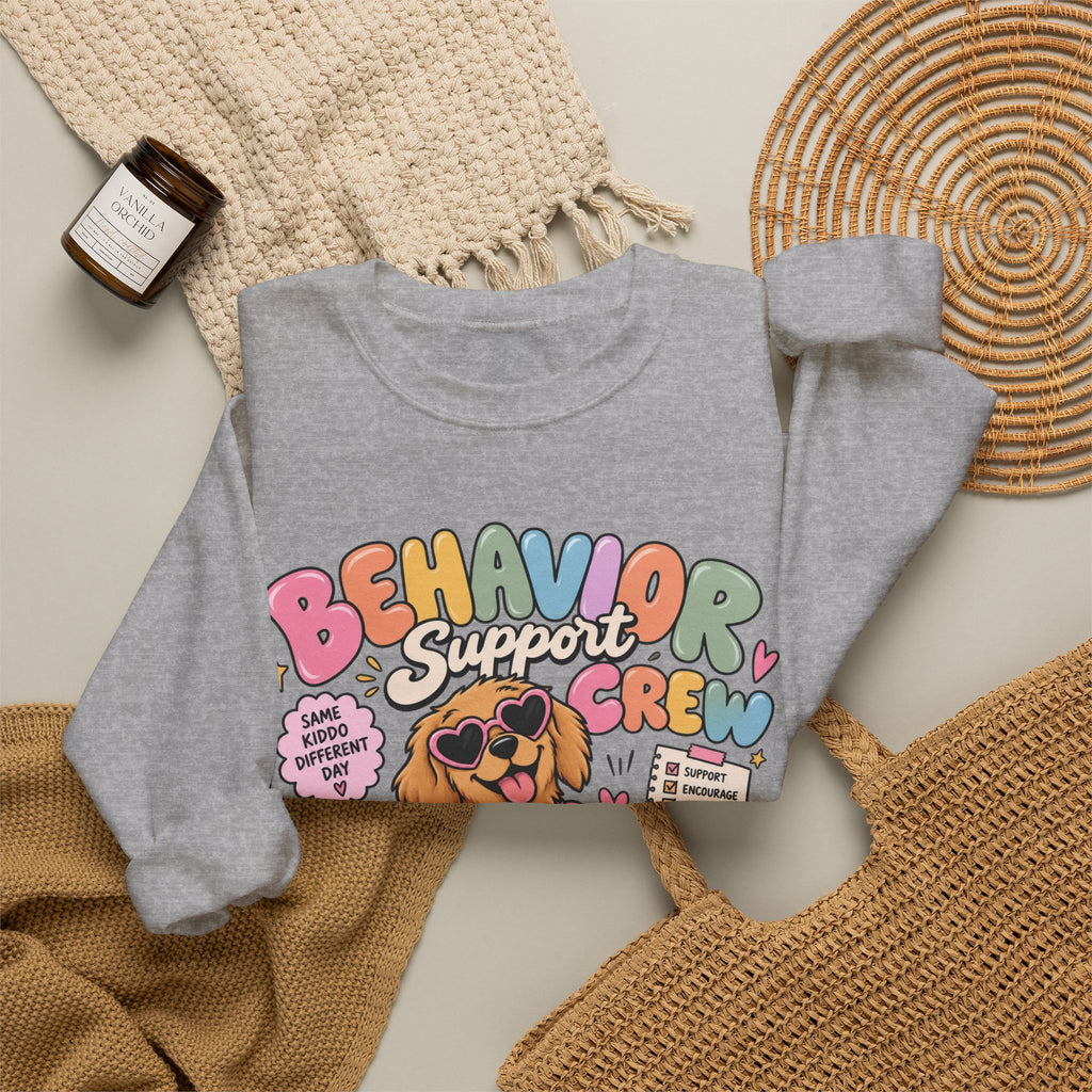 Behavior Support Crew sweatshirt | School Therapy Dog Design, Books & Classroom Icons