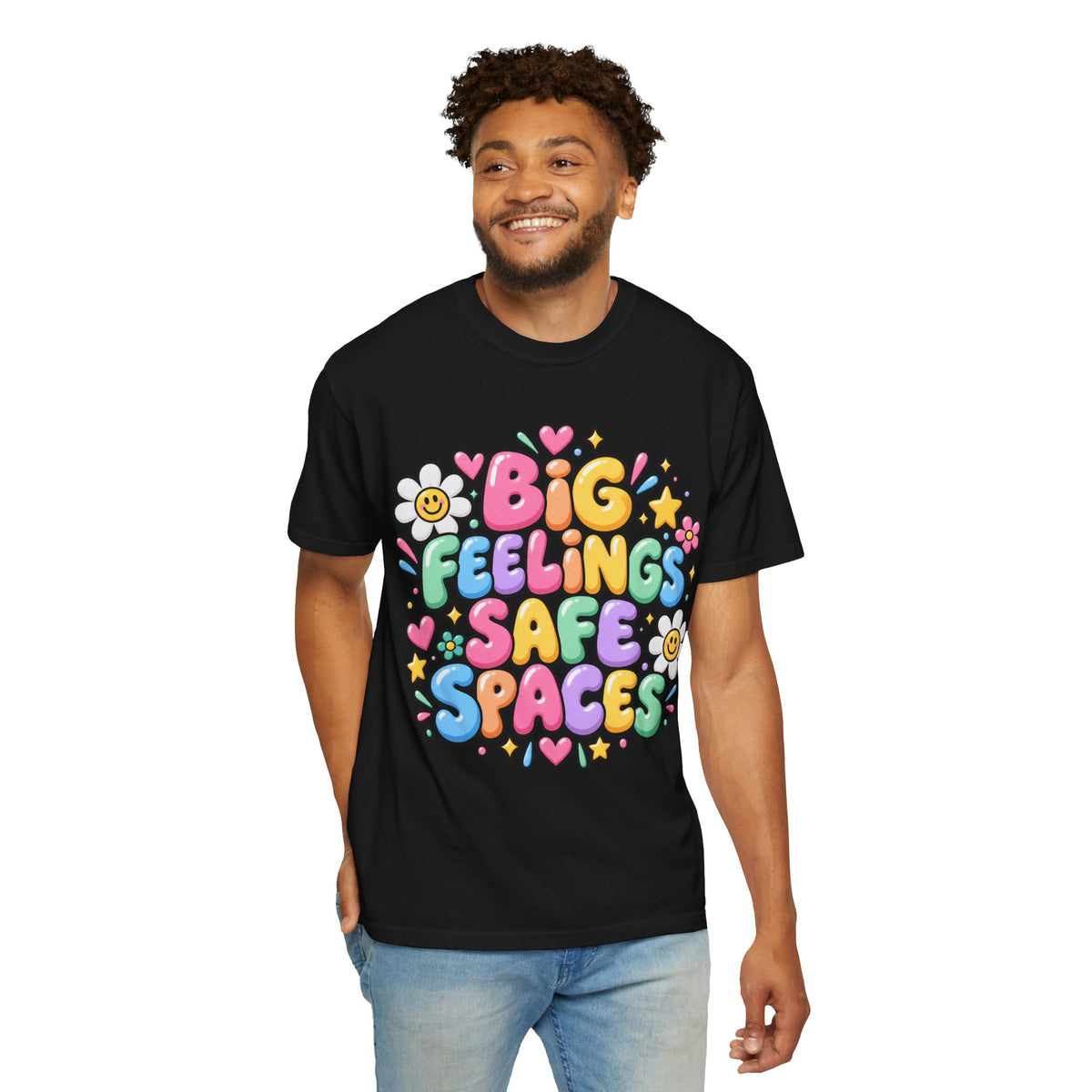 Big Feelings Safe Spaces T-shirt | Pastel Cute Floral Typography