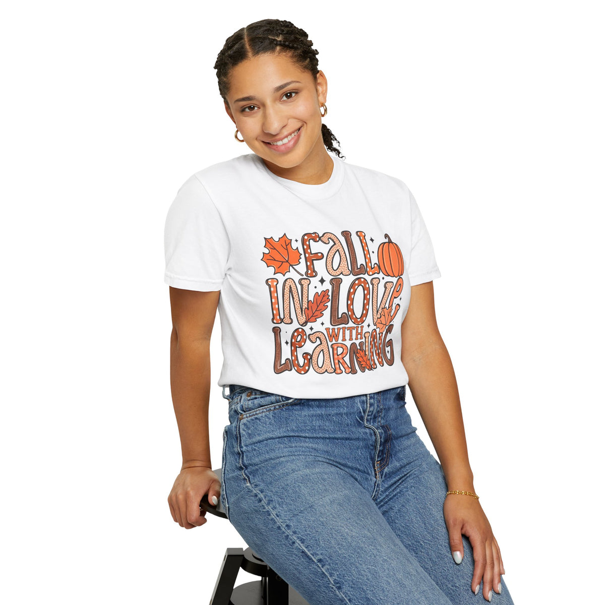 Fall in Love with Learning T-Shirt | Teacher Autumn Pumpkin Leaves
