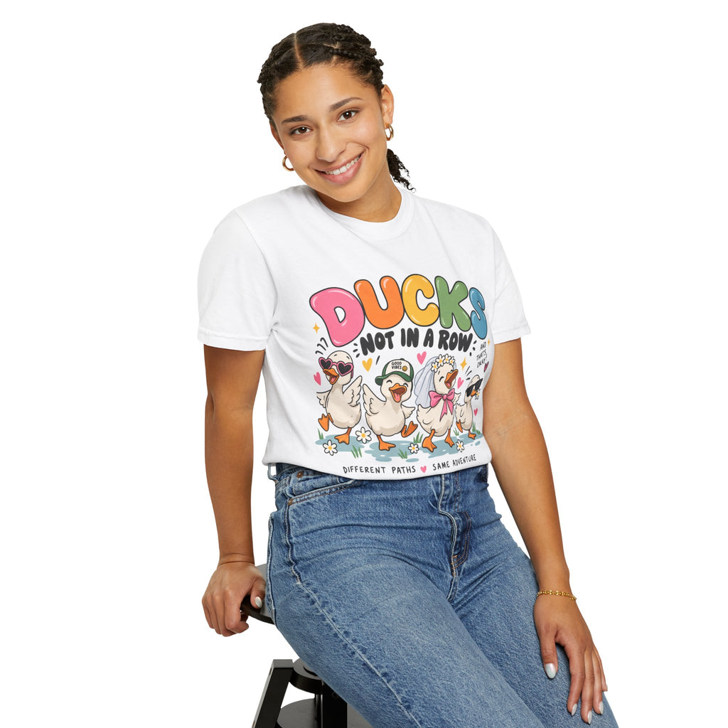 Ducks Not In A Row tee | Cute Duck Illustration T-Shirt, Different Paths Same Adventure