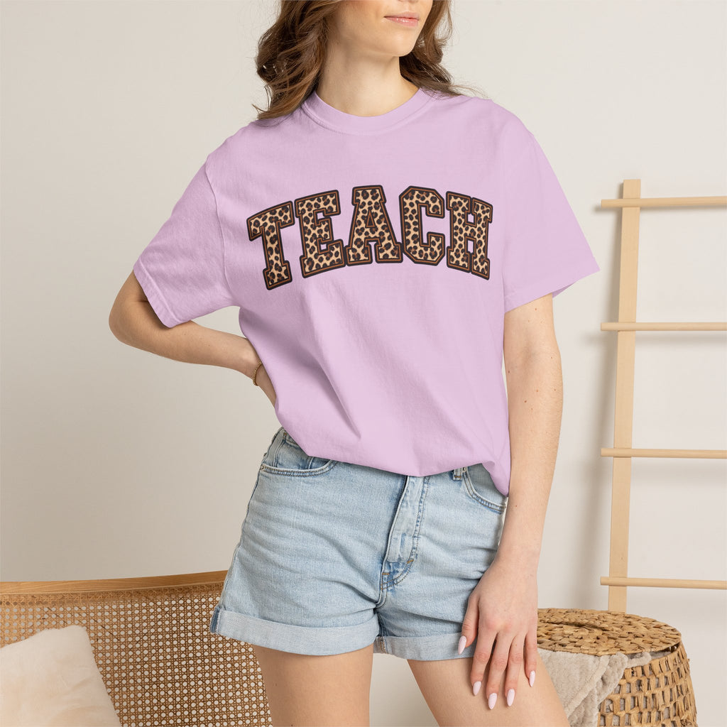 Leopard Print TEACH T-Shirt | Teacher Shirt, Animal Print Typography