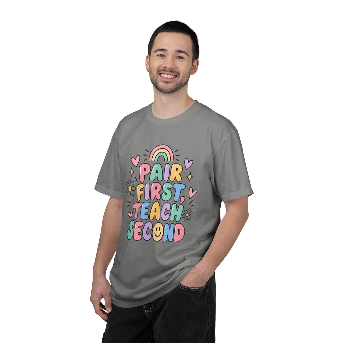 Pair First Teach Second T-Shirt | Cute Rainbow Classroom Design