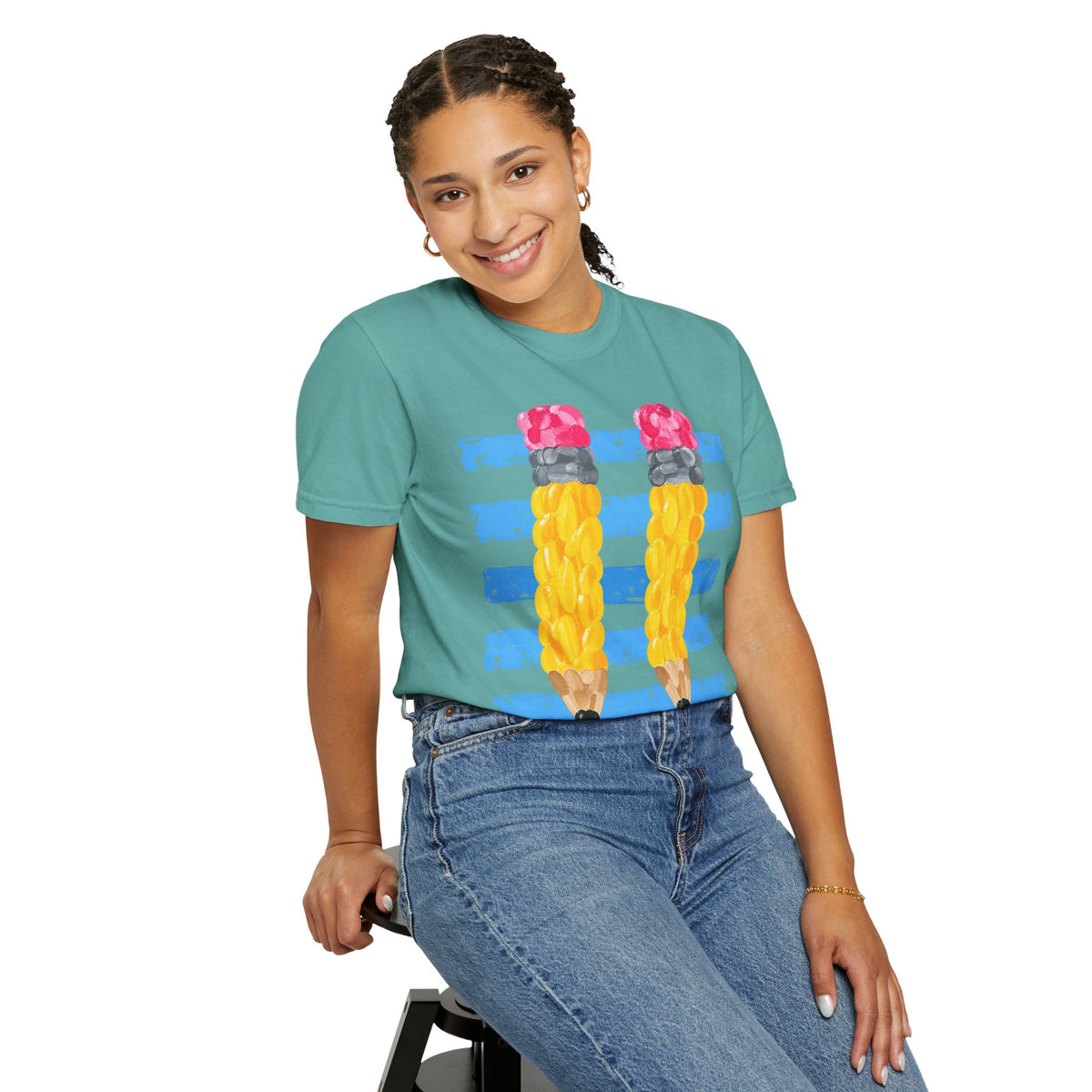 Braided Pencil Illustration T-Shirt | School Art Teacher Tee