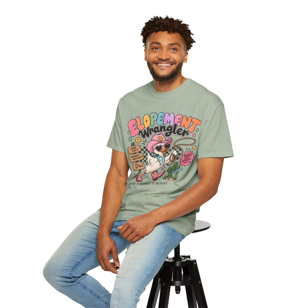 Elopement T-shirt | Cute Cowboy Sloth Illustration, Western Floral Tee