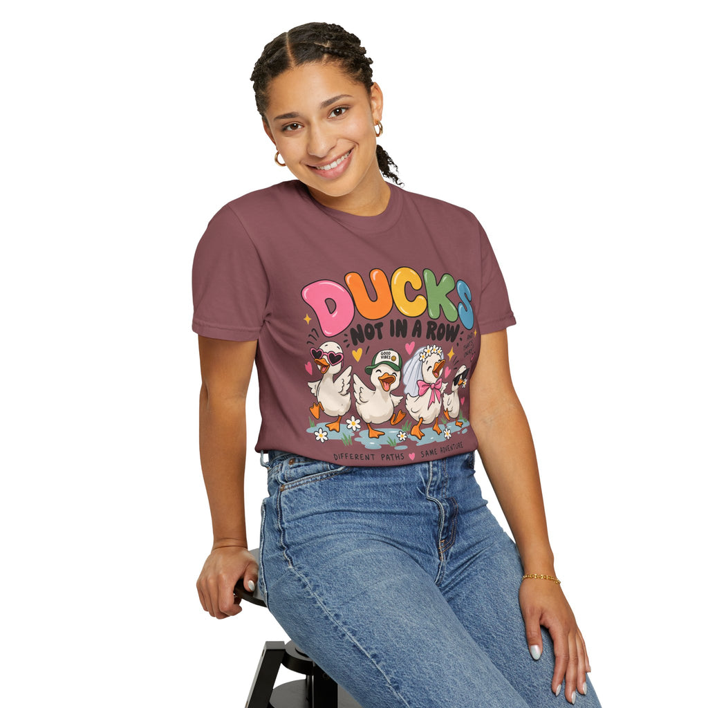 Ducks Not In A Row tee | Cute Duck Illustration T-Shirt, Different Paths Same Adventure