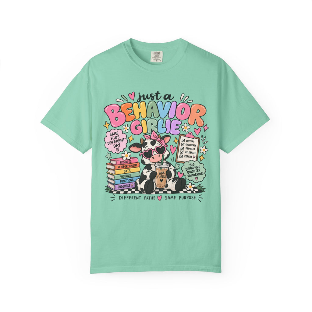 Just a Behavior Girl T-shirt | Cute Cow Therapist Illustration