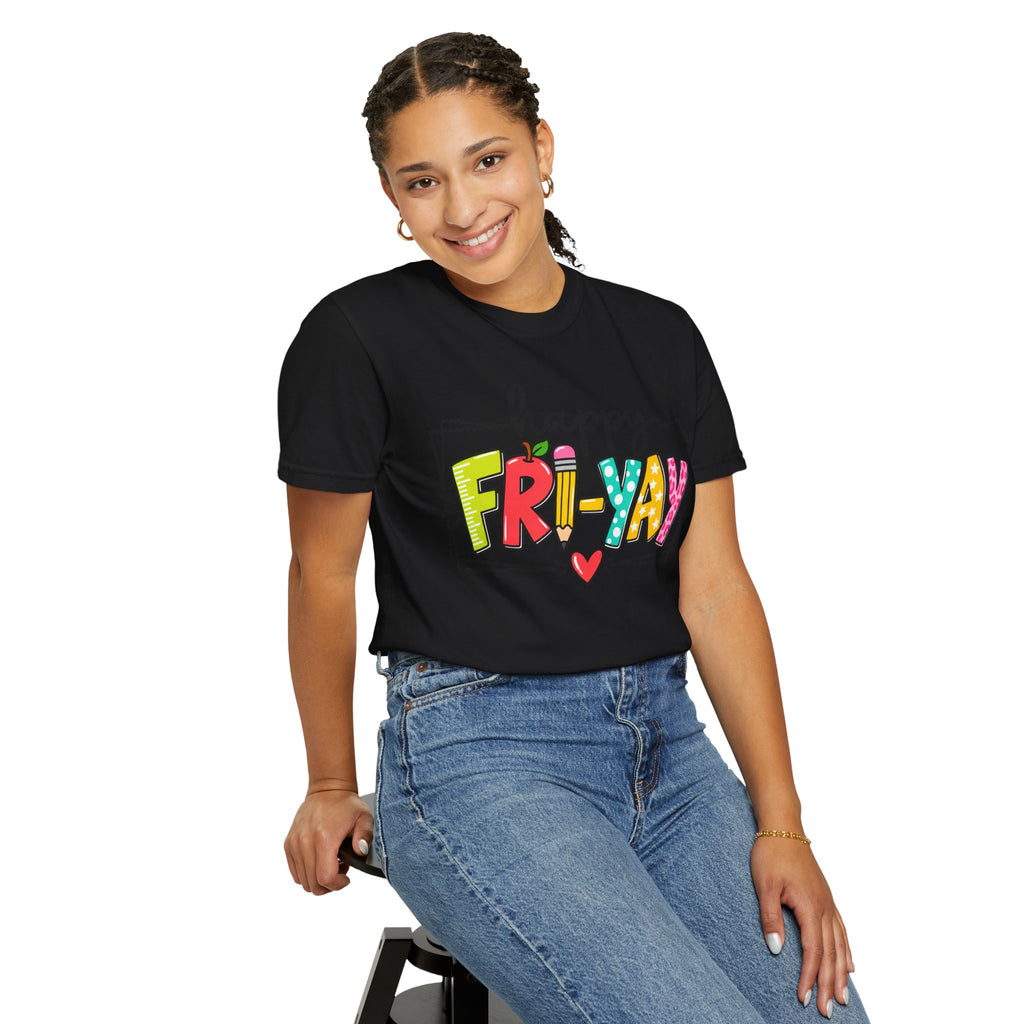 Happy Fri-yay Colorful Graphic T-shirt | Cute Friday Celebration Tee