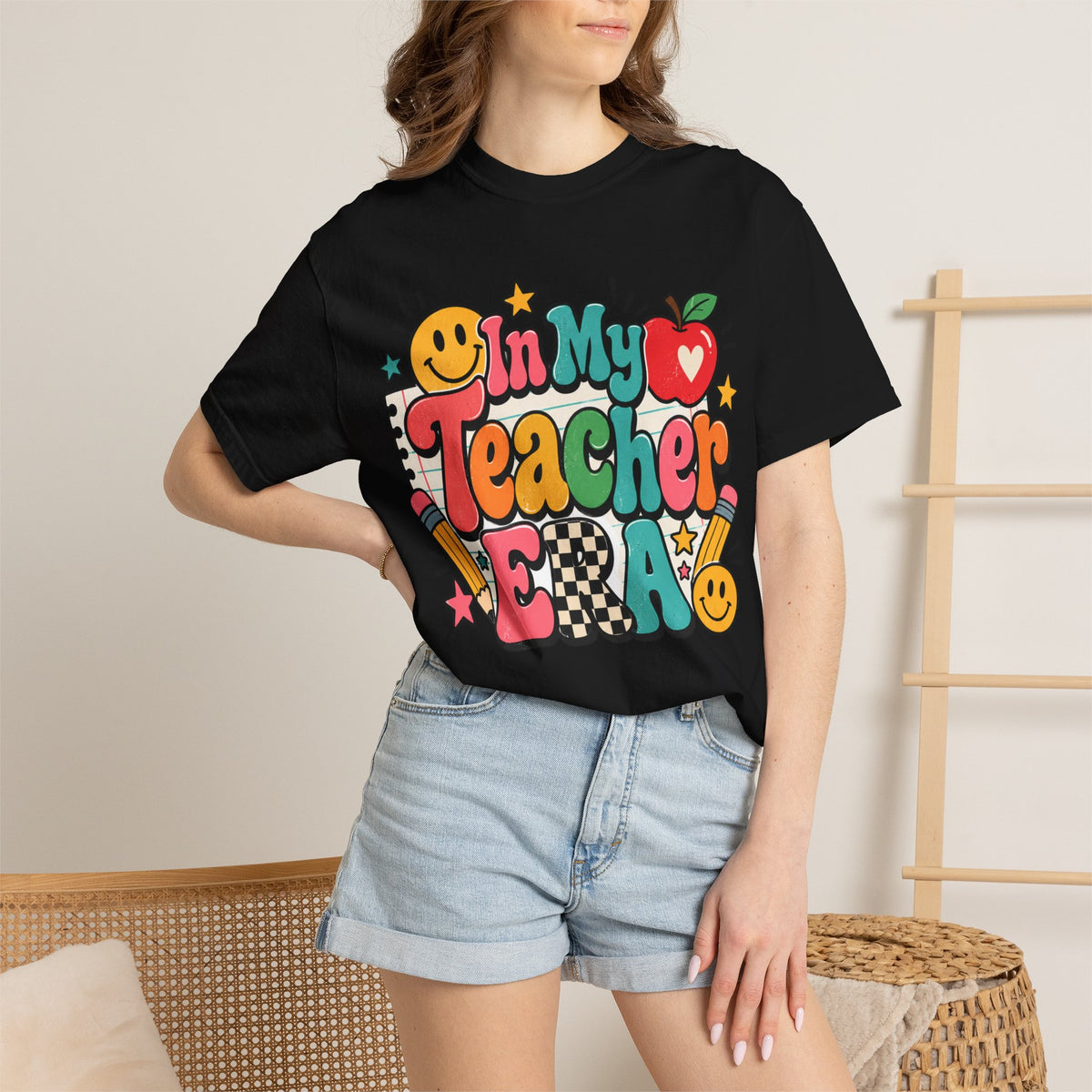 In My Teacher Era T-shirt | Retro School Graphic, Apple & Pencils