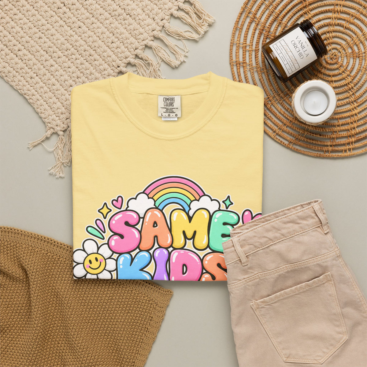Same Kids Different Day T-shirt | Retro Rainbow Floral Typography
