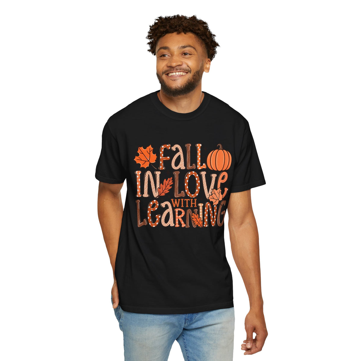 Fall in Love with Learning T-Shirt | Teacher Autumn Pumpkin Leaves