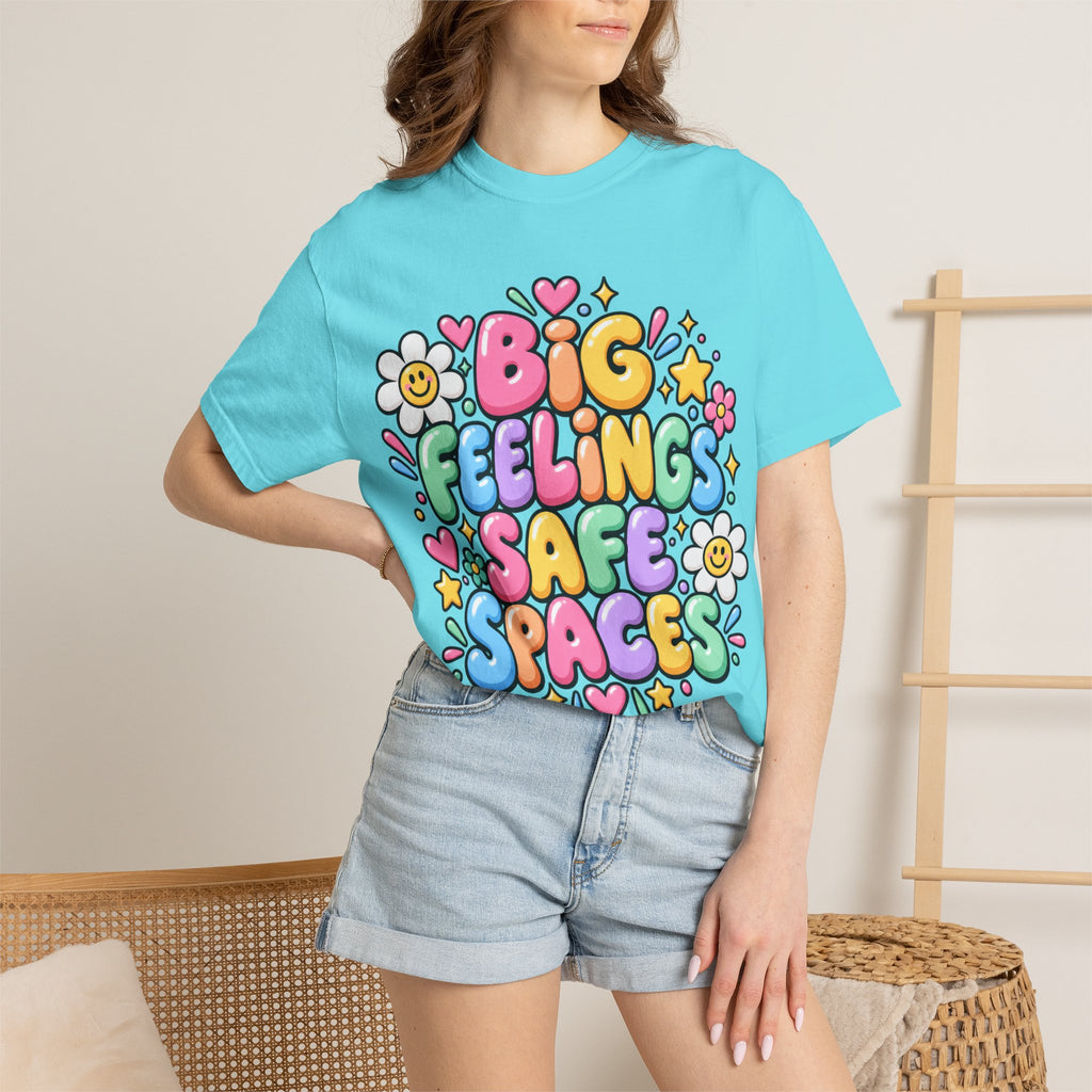 Big Feelings Safe Spaces T-shirt | Pastel Cute Floral Typography