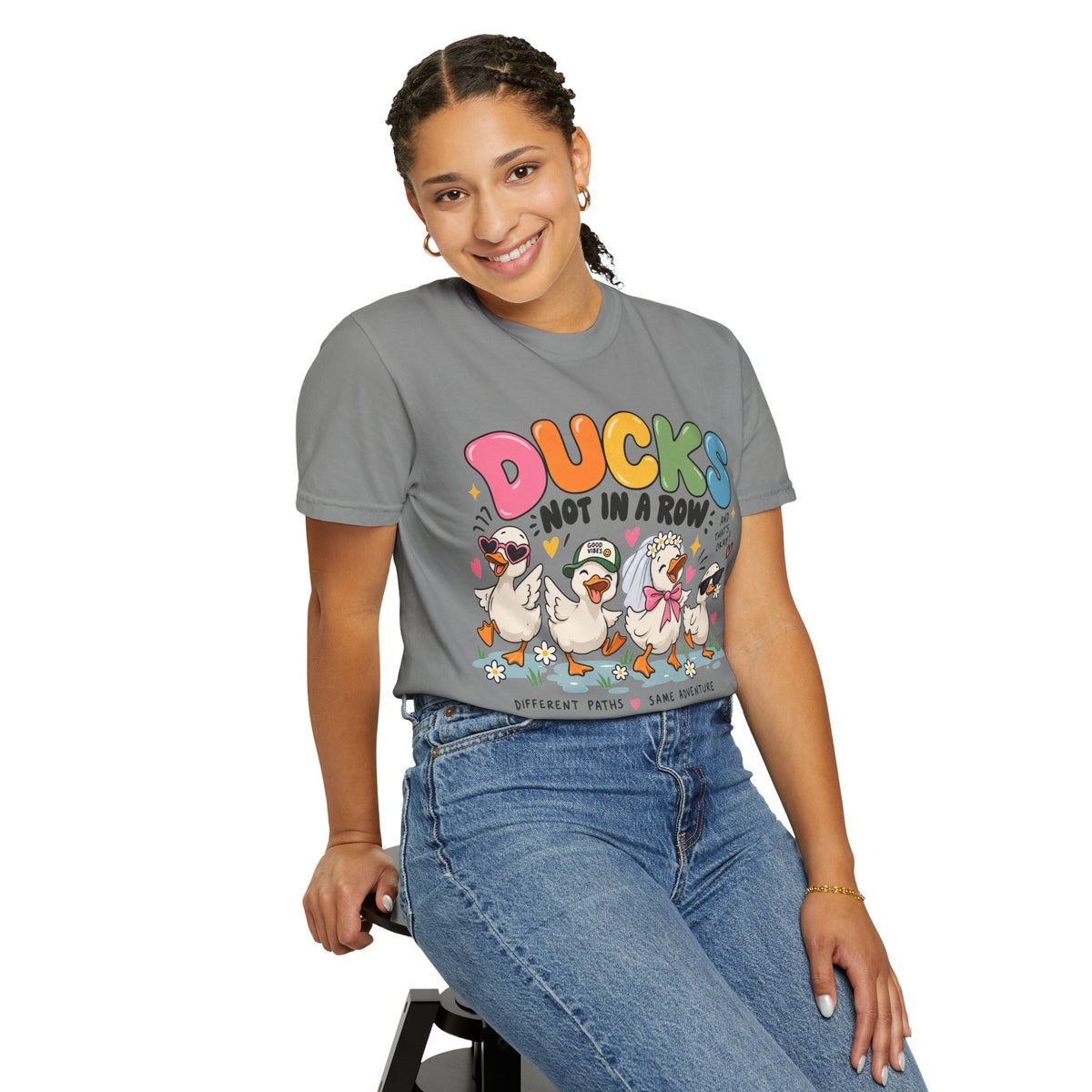 Ducks Not In A Row tee | Cute Duck Illustration T-Shirt, Different Paths Same Adventure