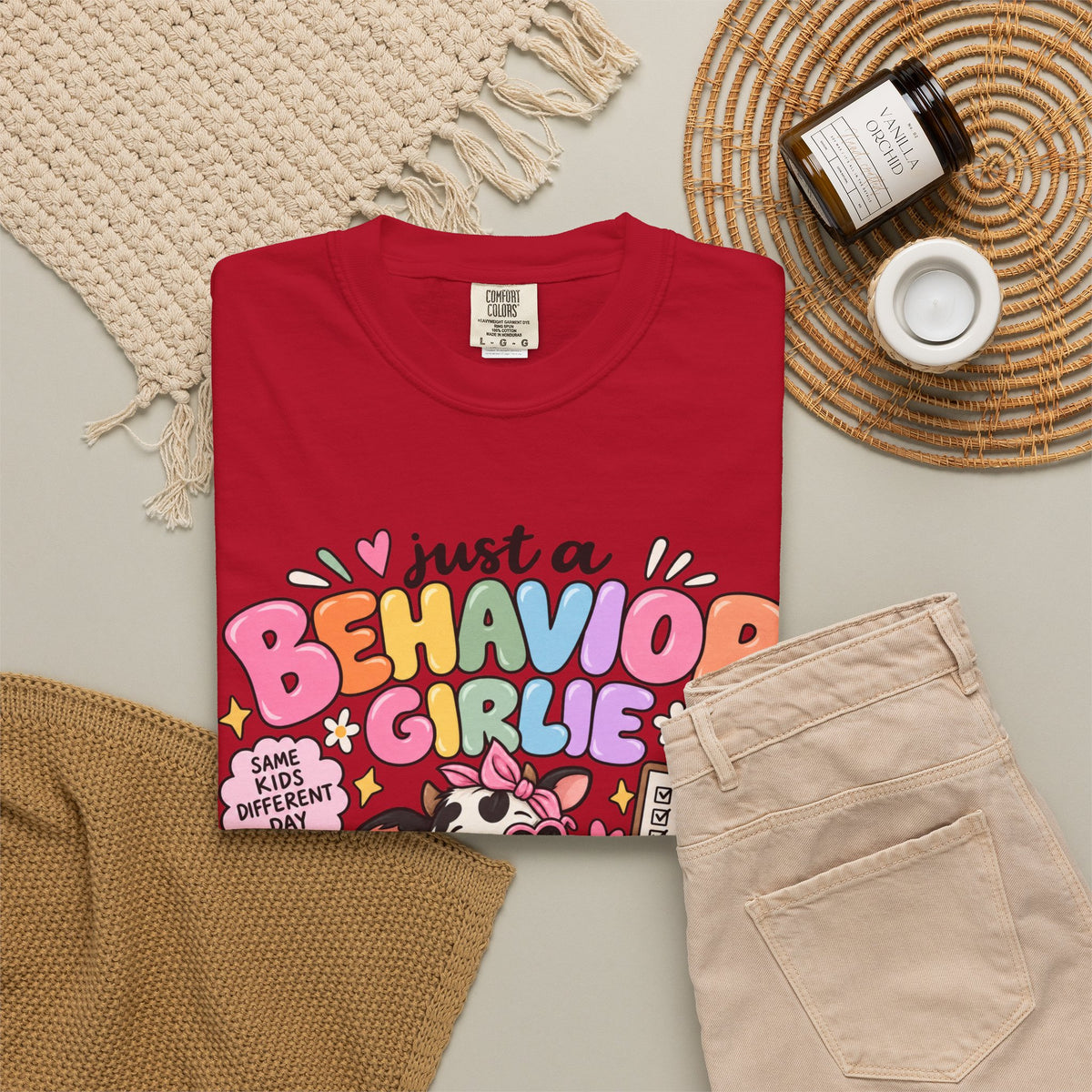 Just a Behavior Girl T-shirt | Cute Cow Therapist Illustration