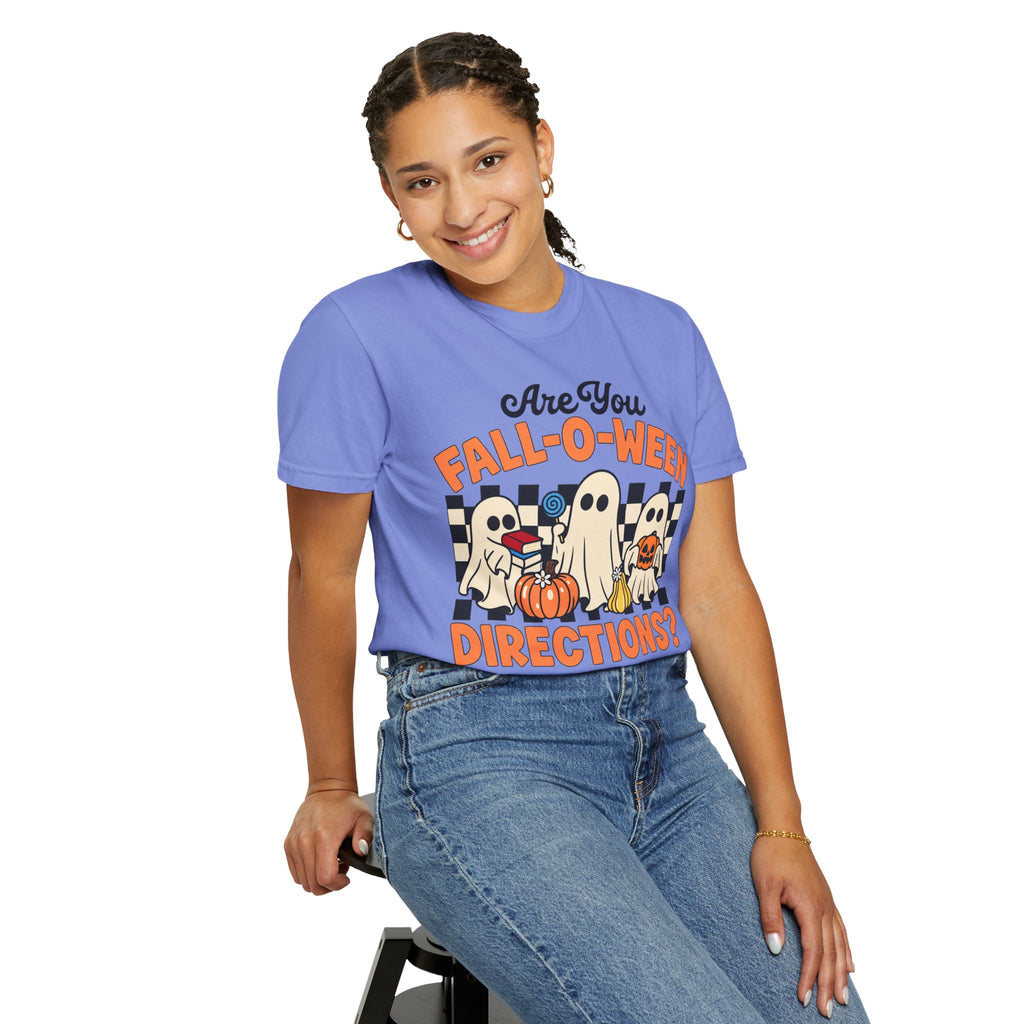 Fall-o-ween Ghosts Directions? T-shirt | Halloween pumpkin retro graphic