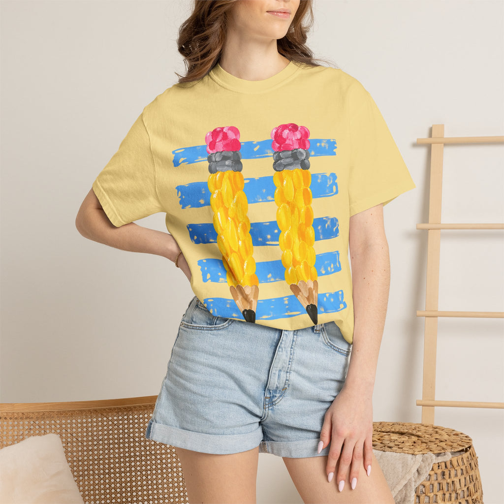 Braided Pencil Illustration T-Shirt | School Art Teacher Tee