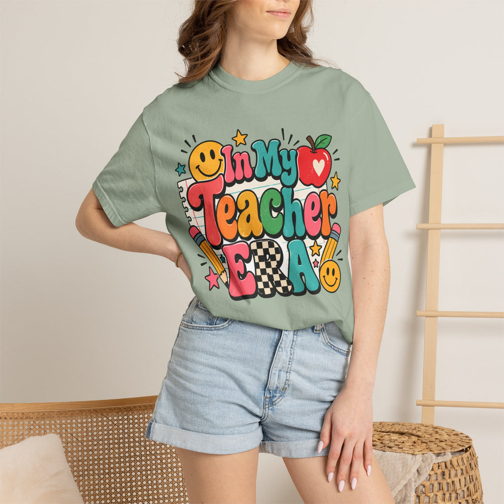 In My Teacher Era T-shirt | Retro School Graphic, Apple & Pencils