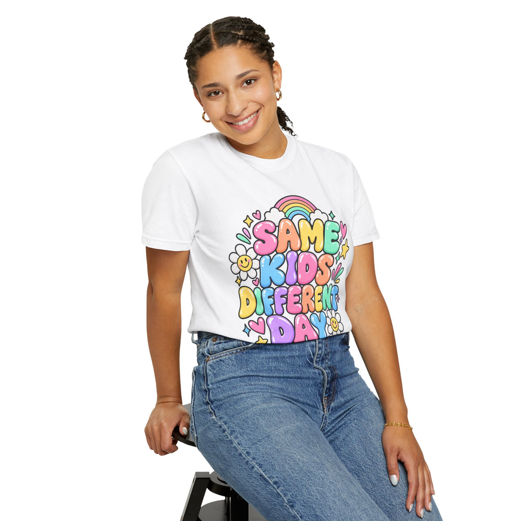 Same Kids Different Day T-shirt | Retro Rainbow Floral Typography