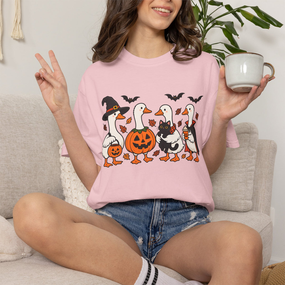 Halloween Ducks T-shirt | Geese in Costumes, Pumpkin Jack-O’-Lantern