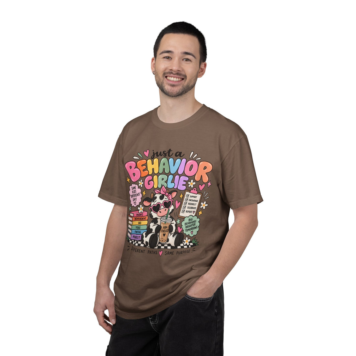 Just a Behavior Girl T-shirt | Cute Cow Therapist Illustration