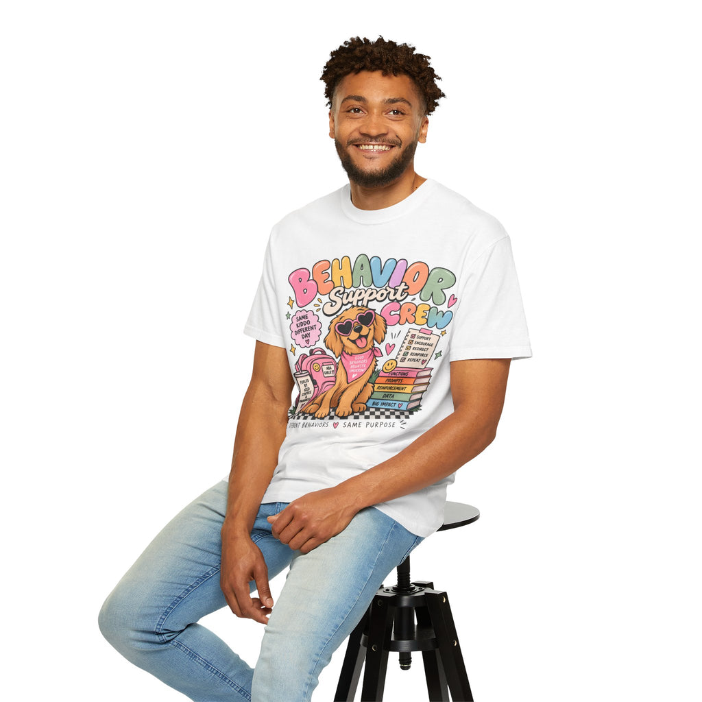 Behavior Support Crew T-shirt | Golden Retriever School Therapy Design