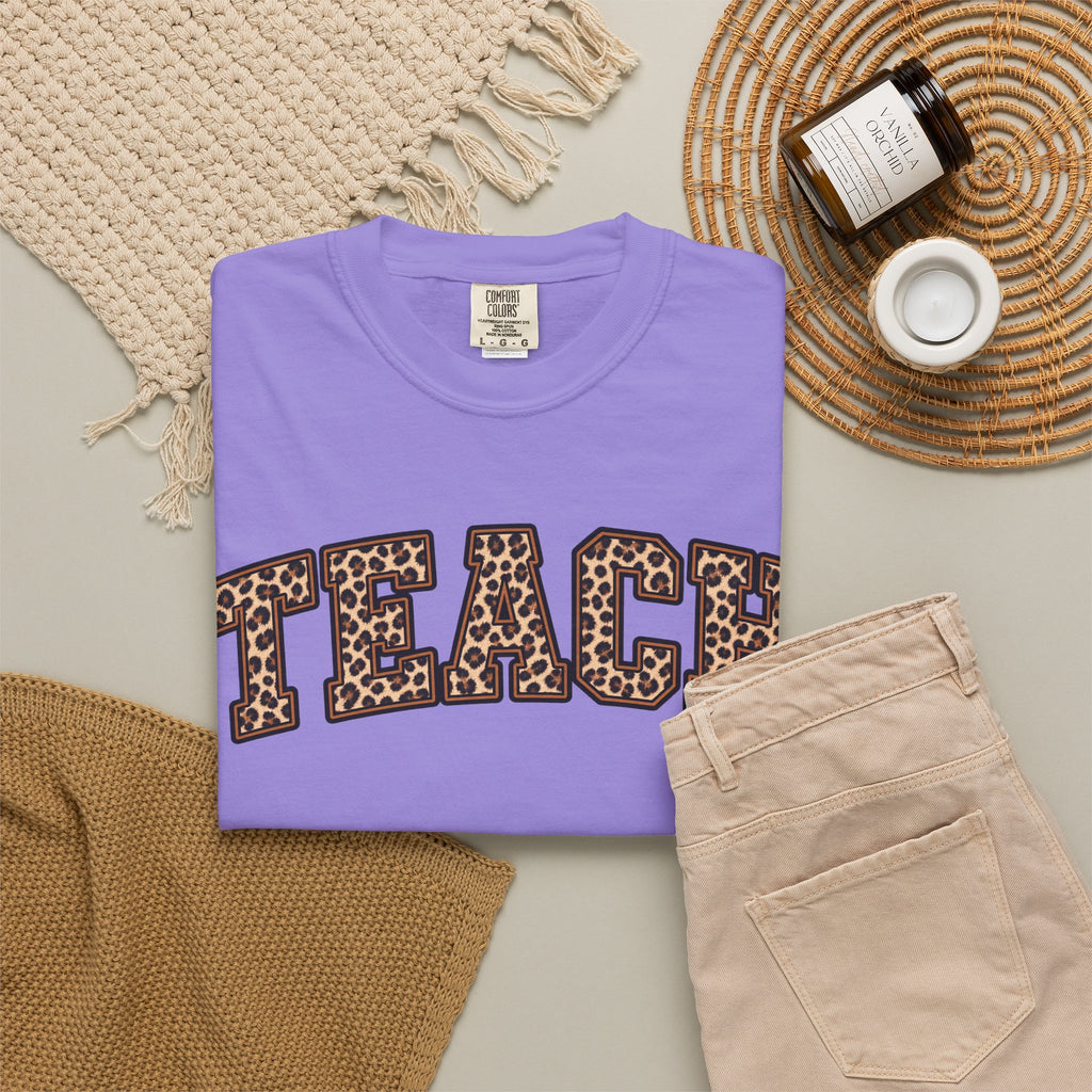 Leopard Print TEACH T-Shirt | Teacher Shirt, Animal Print Typography