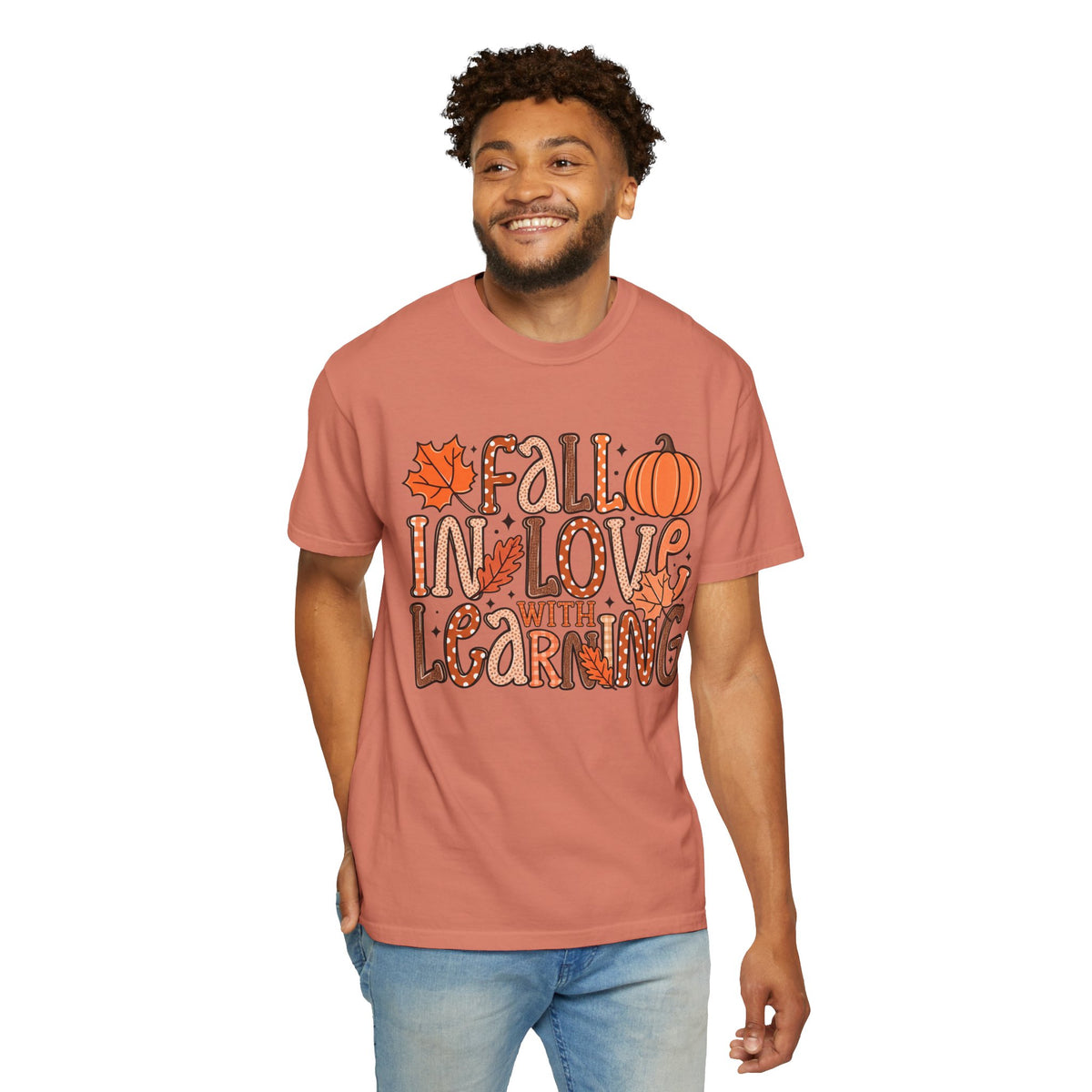 Fall in Love with Learning T-Shirt | Teacher Autumn Pumpkin Leaves