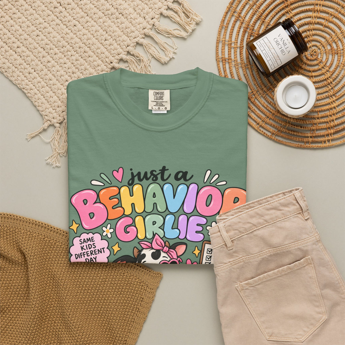 Just a Behavior Girl T-shirt | Cute Cow Therapist Illustration