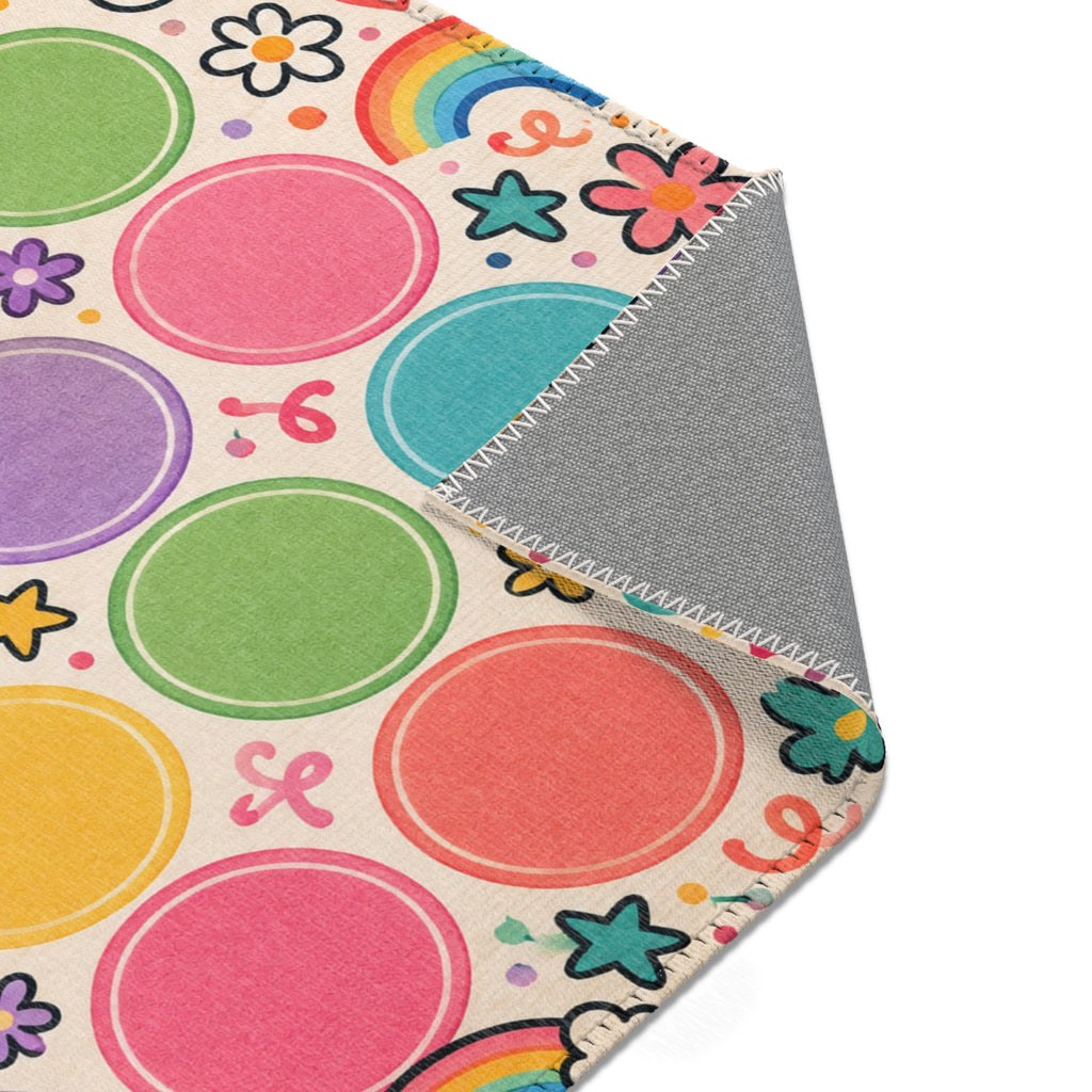 Colorful Rainbow Dots Playful Pattern Area Rug | Kids Nursery Decor