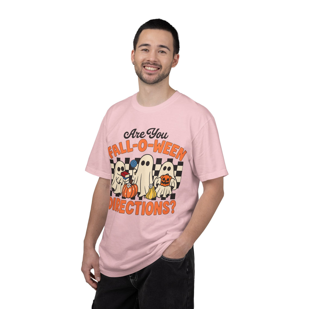 Fall-o-ween Ghosts Directions? T-shirt | Halloween pumpkin retro graphic