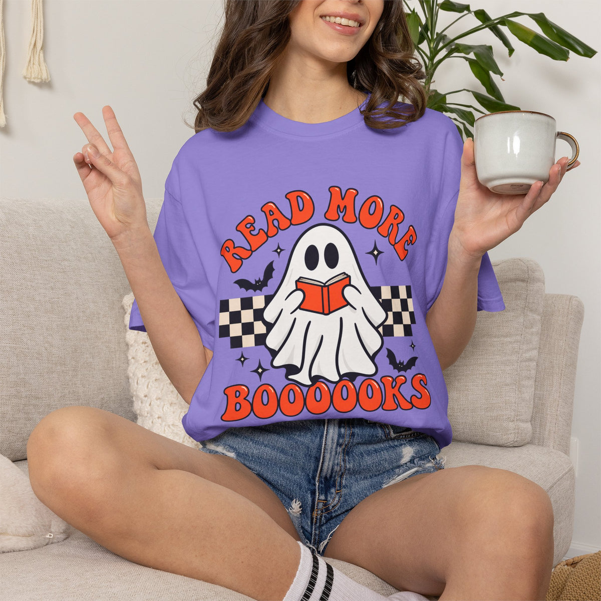 Read More Booooks ghost reading T-Shirt | Halloween book lover tee