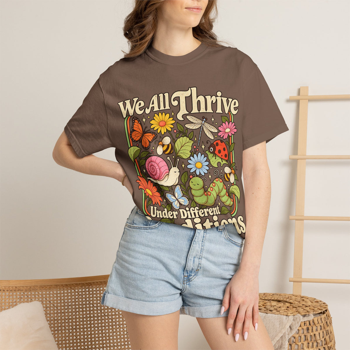We All Thrive Under Different Conditions T-shirt | Floral Nature Illustration